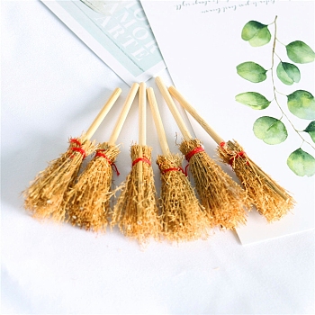 Mini Wood Broom Model, Miniature Dollhouse Decorations Accessories, Camel, 95x15mm