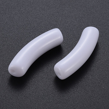 Opaque Acrylic Beads, Curved Tube, Creamy White, 32x9.5x8mm, Hole: 1.8mm