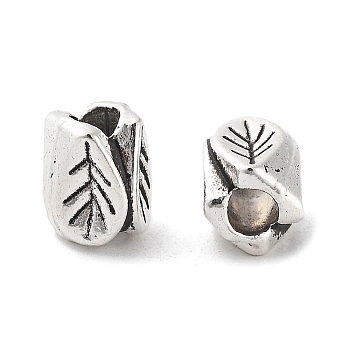 Tibetan Style Alloy Beads, Cadmium Free & Lead Free, Leaf, Antique Silver, 7x5.5x5.5mm, Hole: 2.5mm, about 1428pcs/1000g