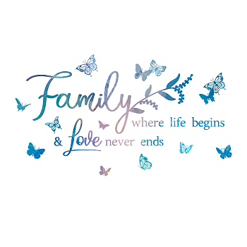 PVC Wall Stickers, Wall Decoration, Word Family, Butterfly, 1180x390mm