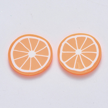 Handmade Polymer Clay Cabochons, Lemon, Dark Orange, 19~20.5x2~2.5mm