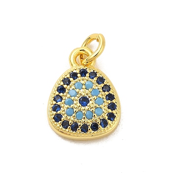 Real 18K Gold Plated Rack Plating Brass Micro Pave Cubic Zirconia Pendants Charms, Long-Lasting Plated, Lead Free & Cadmium Free, Triangle, 11x8x3mm, Hole: 3mm