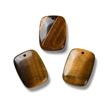 Natural Tiger Eye Pendants, Rectangle Charms, 24.5~25x17.5~18x4~4.5mm, Hole: 1.5mm