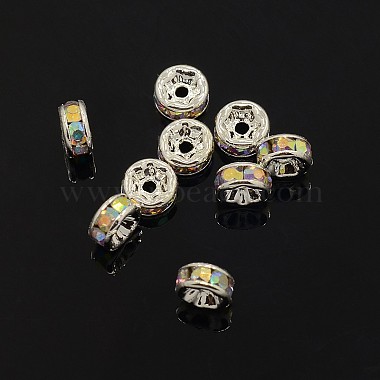 6mm Rondelle Brass + Rhinestone Spacer Beads