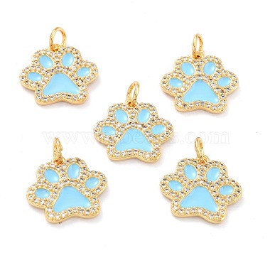 Real 18K Gold Plated Light Blue Dog Brass+Cubic Zirconia Charms