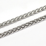 Tarnish Resistant 304 Stainless Steel Wheat Chains, Foxtail Chain, Unwelded, Stainless Steel Color, 7x5x1.2mm(CHS-L001-30-5mm)