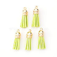 Faux Suede Tassel Pendant Decorations, with CCB Plastic Cord Ends, Light Gold, 33~35x10mm, Hole: 2.5mm(X-FIND-R095-015LG)