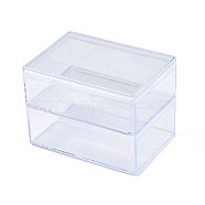 Rectangle Polystyrene Bead Storage Container, with 2 Compartments Organizer Boxes, for Jewelry Beads Small Accessories, Clear, 850x60x60mm(CON-N011-031)