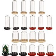 12Pcs 2 Style Mini Cloche Bell Jars, Glass Dome, Column Glass Display Cover, with 12Pcs 3 Colors Natural Wood Cabochon Settings, Mixed Color(DIY-NB0007-75)