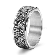 Rotatable Tainless Steel Finger Ring, Cloud for Men, Antique Silver, US Size 9(18.9mm)(PW-WG99EDB-03)