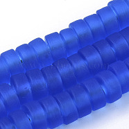 Handmade Frosted Lampwork Beads Strands, Heishi Beads, Disc/Flat Round, Dodger Blue, 9x4.5mm, Hole: 1.6mm, about 108pcs/Strand, 19.29 inch(LAMP-T007-11E)
