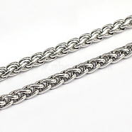 304 Stainless Steel Wheat Chains, Foxtail Chain, Unwelded, Stainless Steel Color, 7x5x1.2mm(CHS-L001-30-5mm)