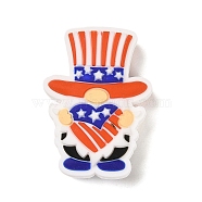 Independence Day Silicone Focal Beads, Silicone Teething Beads, Gnome, 30.5x21.5x9mm, Hole: 3.2mm(SIL-R147-01D)