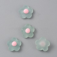 Spring Theme Translucent Resin Cabochons, Flower, Medium Aquamarine, 16.5x18x7mm(RESI-TAC0016-10B)
