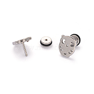 304 Stainless Steel Owl Earlobe Plugs, Screw Back Earrings, Hypoallergenic Earrings, Stainless Steel Color, 12x10mm, Pin: 1mm(EJEW-I196-14B)