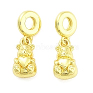 Rack Plating Brass European Dangle Charms, Heart Bear Large Hole Pendants, Long-Lasting Plated, Lead Free & Cadmium Free, Real 18K Gold Plated, 25mm, Hole: 5mm(KK-NH0001-13G)