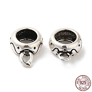 Thailand Sterling Silver Tube Bail Pendants, Loop Bails, Donut, Antique Silver, 10.5x8x3.9mm, Hole: 1.6mm, Inner Diameter: 4.6mm(STER-NH0003-04AS)
