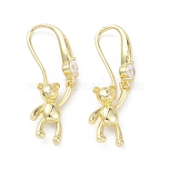 Bear Rack Plating Brass Cubic Zirconia Dangle Earrings for Women, Lead Free & Cadmium Free, Long-Lasting Plated, Real 18K Gold Plated, 35mm, Pin: 0.9mm(EJEW-K245-24G)