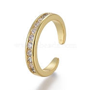 Adjustable Brass Toe Rings, Open Cuff Rings, Open Rings, with Clear Cubic Zirconia, Golden, Size 3, Inner Diameter: 13.5mm(RJEW-EE0002-06G)