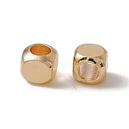 Brass Beads, Long-Lasting Plated, Cube, Real 18K Gold Plated, 3x3x3mm, Hole: 1.8mm(KK-A171-09G-01)