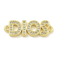 Rack Plating Brass Pave Clear Cubic Zirconia DIOS Links, Lead Free & Cadmium Free, Long-Lasting Plated, Real 18K Gold Plated, 8x24x2mm, Hole: 1.4mm(KK-U029-17G)