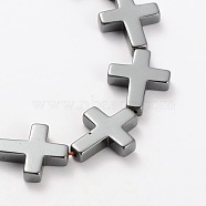 Electroplate Gorgeous Cross Non-magnetic Synthetic Hematite Beads Strands, 17x14x4mm, Hole: 1mm, about 23pcs/strand, 15.94 inch(X-G-L268-11)