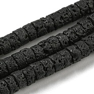 Natural Lava Rock Beads Strands, Flat Round/Disc, Heishi Beads, 4x2~2.5mm, Hole: 0.7mm, about 173pcs/strand, 15.08~15.35 inch(38.3~39cm)(G-C084-D08-01)