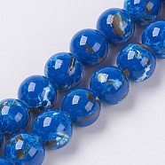 Sea Shell and Synthetic Turquoise Assembled Beads Strands, Round, Medium Blue, 6mm, Hole: 1.2mm, about 65pcs/strand, 15.7 inch(40cm)(G-G758-06-6mm)