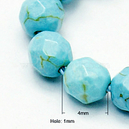 Natural Howlite Beads Strands, Dyed & Heated, Faceted, Round, Sky Blue, 4mm, Hole: 1mm, about 90~93pcs/strand, 15.55 inch(X-TURQ-C003-4mm-1)