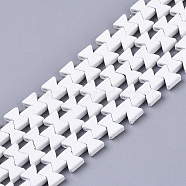 Spray Painted Non-magnetic Synthetic Hematite Multi-Strand Links, for Tile Elastic Bracelets Making, Bowknot, White, 7x6x3mm, Hole: 1mm, about 94~99pcs/strand, 16.14~17.32 inch(41~44cm)(G-R468-06-13)