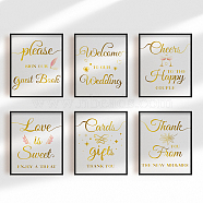 Chemical Fiber Oil Canvas Hanging Painting, Decoration Accessories, Rectangle with Word, Gold, 25x20cm, 6pcs/set(AJEW-WH0173-017)