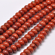 Natural Red Jasper Beads Strands, Rondelle, Grade AB, Red, 8x5mm, Hole: 1mm, about 75pcs/strand, 15.1 inch(G-F347-8x5mm-01)