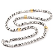 304 Stainless Steel Box Chain Necklaces for Women, Golden & Stainless Steel Color, 21.85 inch(55.5cm)(NJEW-G140-03GP)