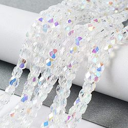 Electroplate Glass Beads Strand, AB Color, Faceted, Polygon, Clear AB, 4mm, Hole: 1mm, about 99pcs/strand, 16.5 inch(EGLA-J041-4mm-AB01)