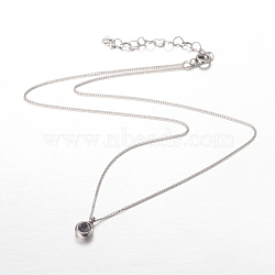 Trendy 304 Stainless Steel Rhinestone Pendant Necklaces, with Spring Ring Clasps, Jet, 16.1 inch(41cm)(NJEW-JN01258-01)
