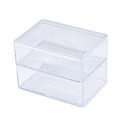 Rectangle Polystyrene Bead Storage Container, with 2 Compartments Organizer Boxes, for Jewelry Beads Small Accessories, Clear, 850x60x60mm(CON-N011-031)