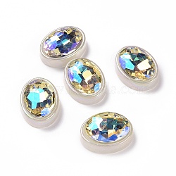 Rainbow Iridescent Plating Acrylic Cabochons, Glitter Cabochons, Oval, White, 22x16.5x8mm(OACR-E011-01)