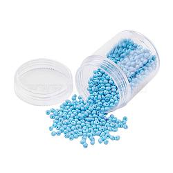 Opaque Glass Seed Beads, Fringe Teardrop Beads, Cornflower Blue, 3~3.5x2~3mm, Hole: 1mm, about 450pcs/box(SEED-JP0004-B08)