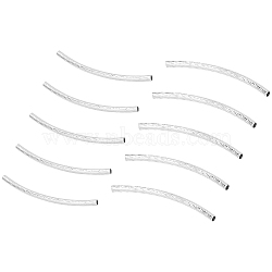 Brass Tube Beads, Curved, Silver, 35x2mm, Hole: 1mm, 200pcs(KK-AR0001-81S)