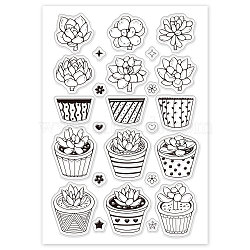 PVC Plastic Stamps, for DIY Scrapbooking, Photo Album Decorative, Cards Making, Stamp Sheets, Plants Pattern, 16x11x0.3cm(DIY-WH0167-56-132)