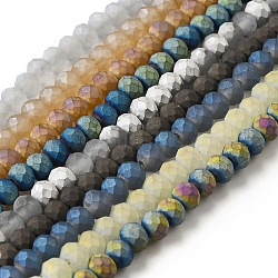 Electroplated Glass Beads Strands, Forsted, Rondelle, Mixed Color, 6x5mm, Hole: 1.2mm, about 87~89pcs/strand, 15.67''~16.14''(39.841cm)(EGLA-P054-01)