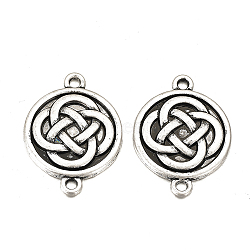 Tibetan Style Alloy Links connectors, Matte Style, Flat Round, Cadmium Free & Nickel Free & Lead Free, Thailand Sterling Silver Plated, 26.5x20x2.5mm, Hole: 2mm(X-PALLOY-Q357-55MAS-NR)