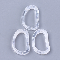 Acrylic Links, Imitation Gemstone, Nuggets Ring, Clear & White, 59x35x7mm, Hole: 1.8mm, about 81pcs/500g(OACR-S028-035)