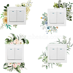 8 Sheets 4 Styles PVC Switch Wall Stickers, Flower Pattern Socket Decals, Waterproof Decorative Stickers for Kids' Room, Living Room, Mixed Color, 137~150x137~149x0.2mm, sticker: 10~118x55.5~111mm, 2 sheets/style(DIY-GF0008-81)