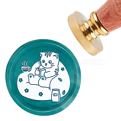 Brass Wax Seal Stamp with Handle, for DIY Scrapbooking, Cat Pattern, 3.5x1.18 inch(8.9x3cm)(AJEW-WH0184-0256)