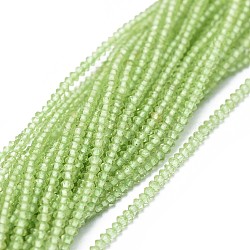 Natural Peridot Beads Strands, Faceted, Rondelle, 1.5~1.8x1mm, Hole: 0.5mm; about 274pcs/strand, 15.3 inches(39cm)(G-I249-D05-01)
