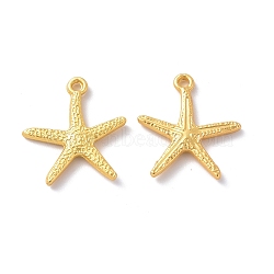 Rack Plating Alloy Pendants, Cadmium Free & Lead Free & Nickle Free, Starfish Charm, Matte Gold Color, 20x19x2.5mm, Hole: 1.5mm(FIND-I036-45MG)