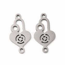 201 Stainless Steel Connector Charms, Heart Shaped Lock Links, Stainless Steel Color, 18x9.5x1mm, Hole: 1.2mm(STAS-K251-088P)