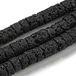 Natural Lava Rock Beads Strands, Flat Round/Disc, Heishi Beads, 4x2~2.5mm, Hole: 0.7mm, about 173pcs/strand, 15.08~15.35 inch(38.3~39cm)(G-C084-D08-01)