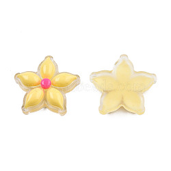 Transparent Resin Enamel Cabochons, Flower, Yellow, 23x23.5x5.5mm(CRES-N018-053D)